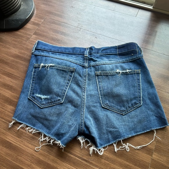 NWT AMO tomboy shorts in blue nile with distress jean shorts high rise denim 27 - Picture 5 of 9